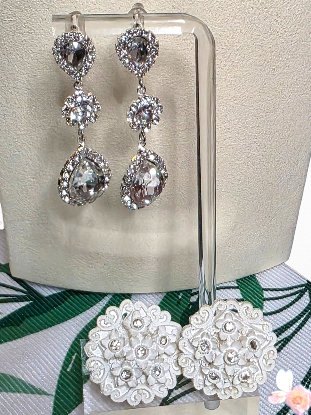 Crystal Teardrop Dangle Earrings Rhinestone Bridal Wedding Formal
